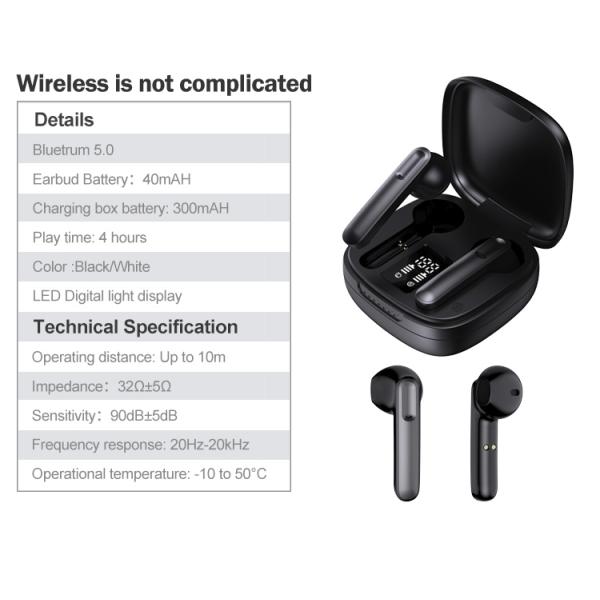 ROHS V3 Tws Earphone Life Waterproof Wireless Headset For Portable Meida Deivice