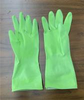 As luvas da lavagem da louça da cozinha do látex do verde de M 45g pulverizam Flocklined