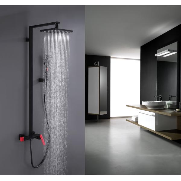 Contemporary Black Copper Wall Mounted Shower Cleaner Spray Mixer Set with Ceramic Valve