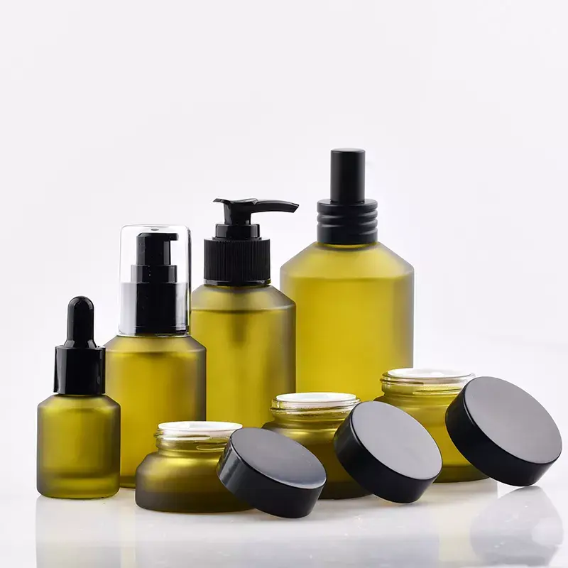 Бутылка капельницы черного плеча выскальзывания сыворотки эфирного масла стеклянная с завинчивой пробкой