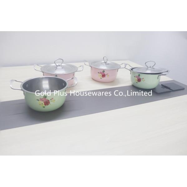 Pink Green 0.5mm Stainless Steel Cooking Pot For Vegetable Meat