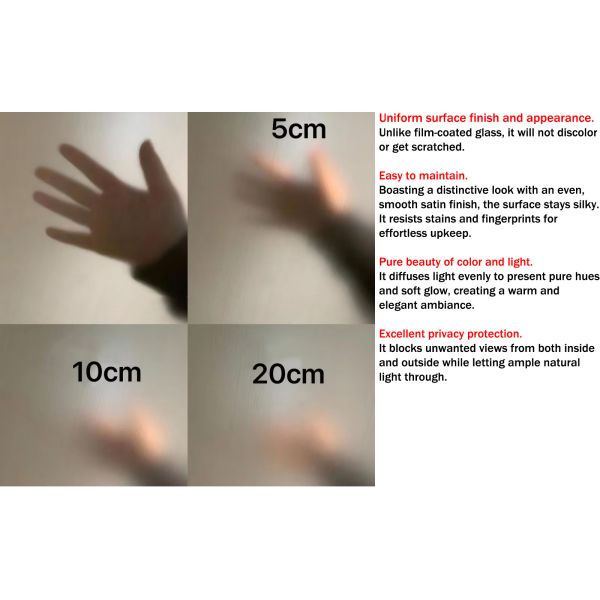 3/4/5/10mm Tinted Frosted Tempered Glass for Decoration & Construction