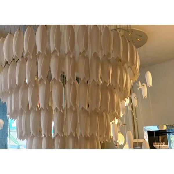 Ceramic Porcelain White Flower Decorative Chandelier Wedding Pendant Lamp For Hotel
