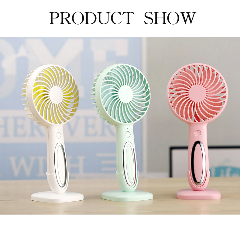 Outdoor Electric Mini Portable Rechargeable 3-Speed LED Light Smart Handheld Fan for Car/RV Use