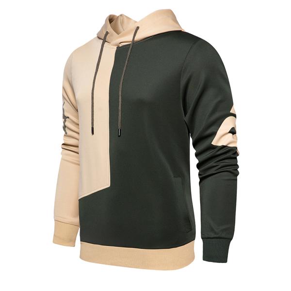 Men'S 2 Contrast Color Leisure Cozy Athletic Pullover Hoodie With Kangaroo Pockets
