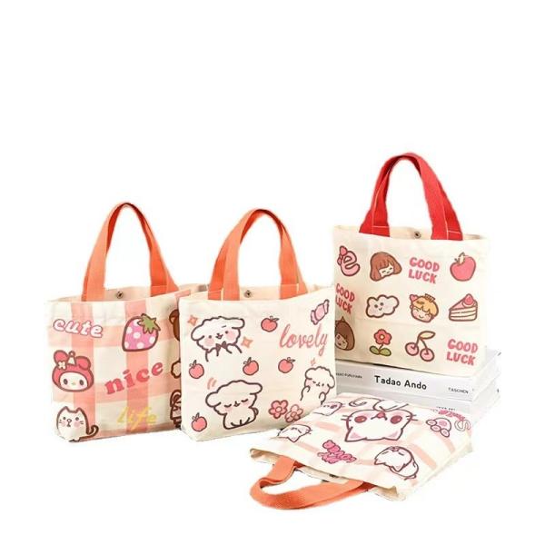 Cotton Material Eco Canvas Bags Repeatedly Used Travel Convenient Shopping