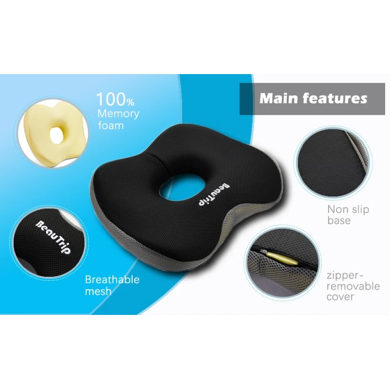 OBLONG Memory Foam Office Chair Cushion Pad Hip Massage Support Orthopedic Pain Relief
