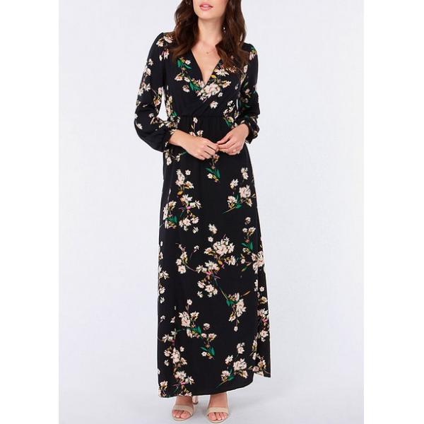 Women Floor Length Red Pleated Evening Dress