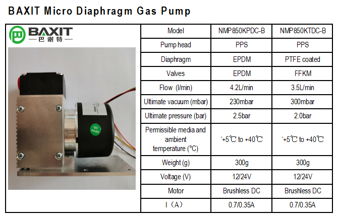 Насос NMP850KTDC-B забора вакуума газового насоса диафрагмы NMP850KPDC-B DC12/24V микро-