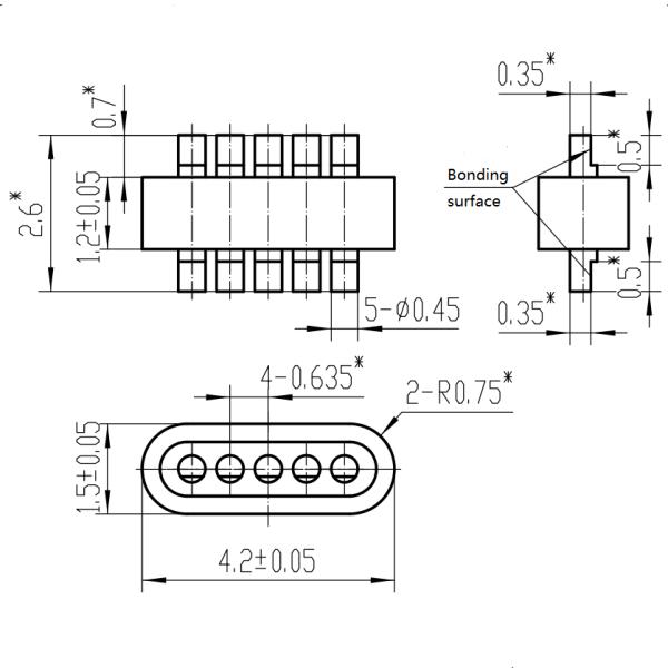 5 Pins Gold Plated Glass To Metal Seal Connectors DC Hermetic Wire Feedthrough