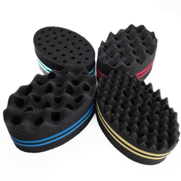 Oval Two Sided Hair Sponge ODM Barber Curl Sponge PU + EVA Material