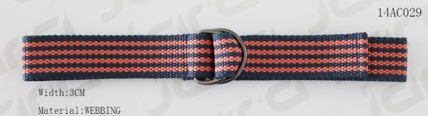 Navy / Orange Cool Web Belts With Mixed Colors / Double D Rings Buckles 3cm Width