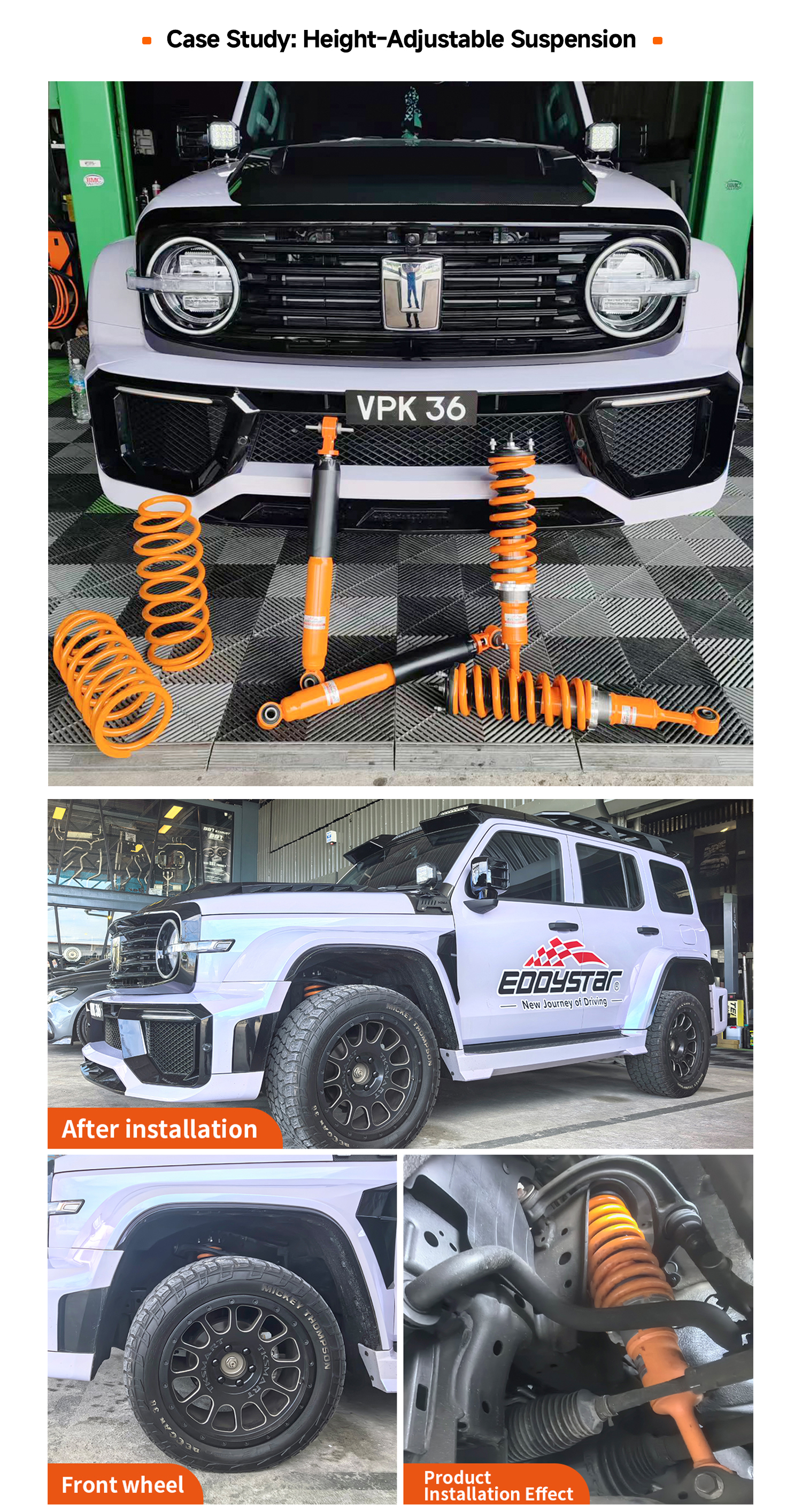 EDDYSTAR 2″ Adjustable Lift Kit For GWM Tank 300 – 24-Way Damping, Off-Road Suspension
