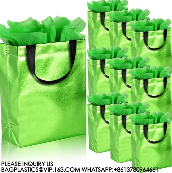 Colorful Gift Bags With Tissues – 9PCS Reusable Gift Bags Medium Size - Perfect As Goodie Bags, Birthday Gift Bag