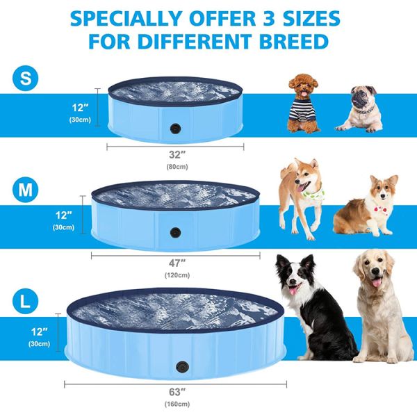 Approximately 100 to 600 Liters Foldable Dog Pool with Built-in Drainage Plug Multipurpose Suitable as Ball Pit or Sandbox