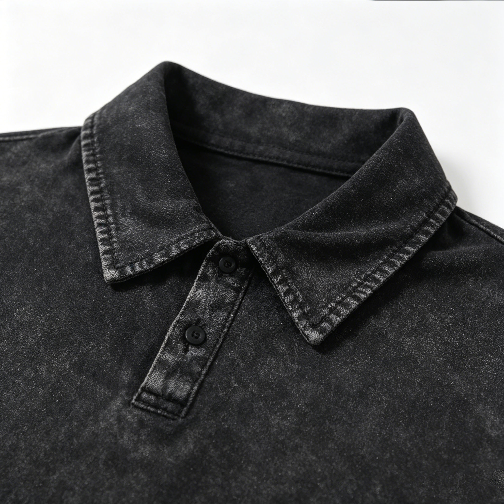 Vintage Washed Heavyweight Polo Shirt Collared Washed Vintage T Shirt Half Sleeve For Teenagers