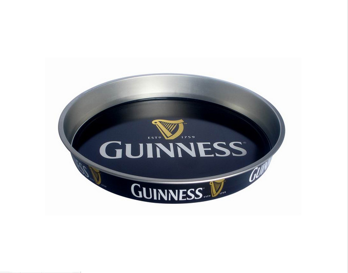 Round Big Metal wine serving tray Full Color Printed  Tin Bar Gift Pallet