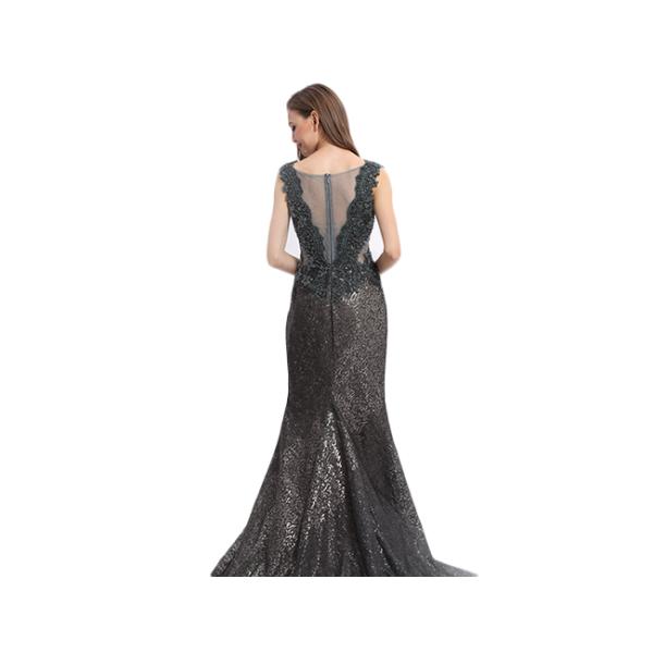 Deep V Neck Sequined Vintage Evening Dresses For Formal Party Sleeveless