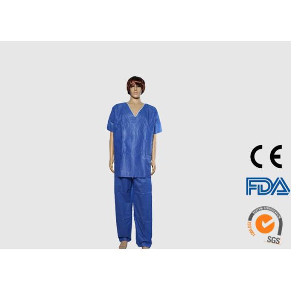 Water Resistant Disposable Medical Scrubs , Blue Disposable Lab Coats