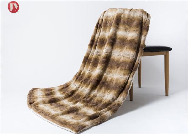 Luxury Sable Mink pv fur minky brushed double Throw Blanket - Beige & white Mink plush Animal Print Fur Throw