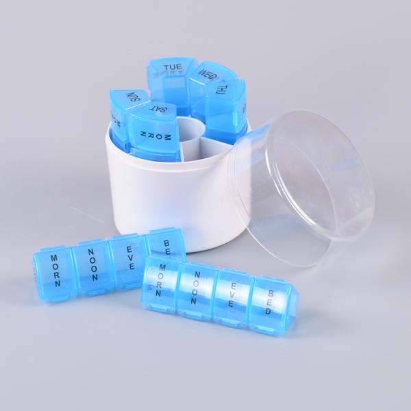 Hot selling Cylndrical Weekly Pill Box Colorful Medicine Pill Case Organizer