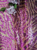 Дизайн картины тигра животный вышил цвету ткани шнурка Sequin пурпурному