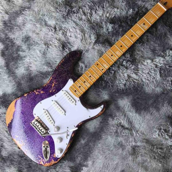 Custom Aged Strat Electric Guitar in Purple