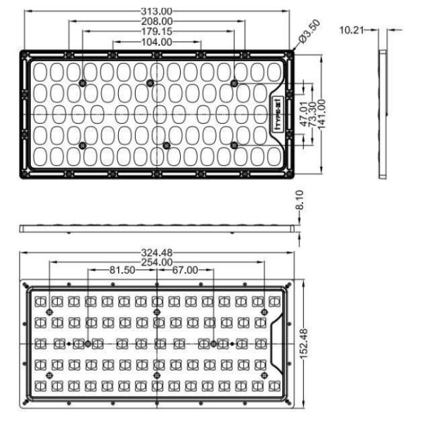 Four 3030 Integrated 70 In 1 Street Lamp Lens TP3 XH70T3-4X30-324152-JY