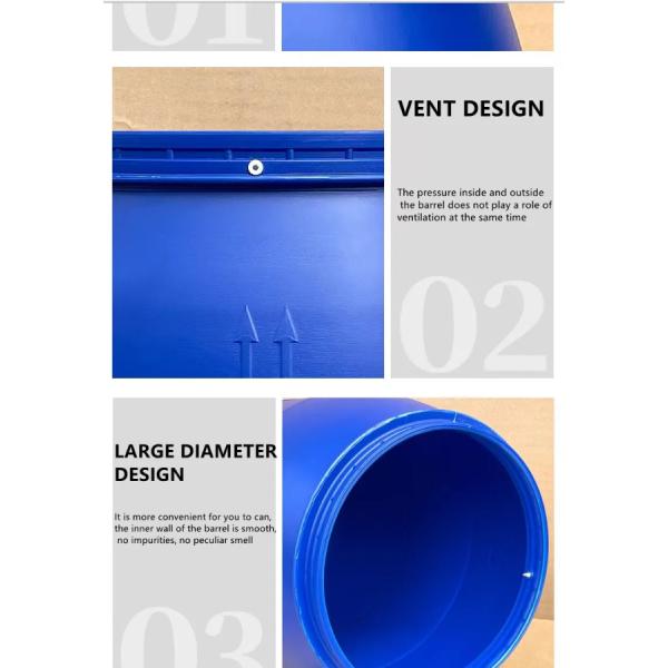 60 Litre HDPE Open Top Blue Plastic Drum Iron Stirrup Barrel