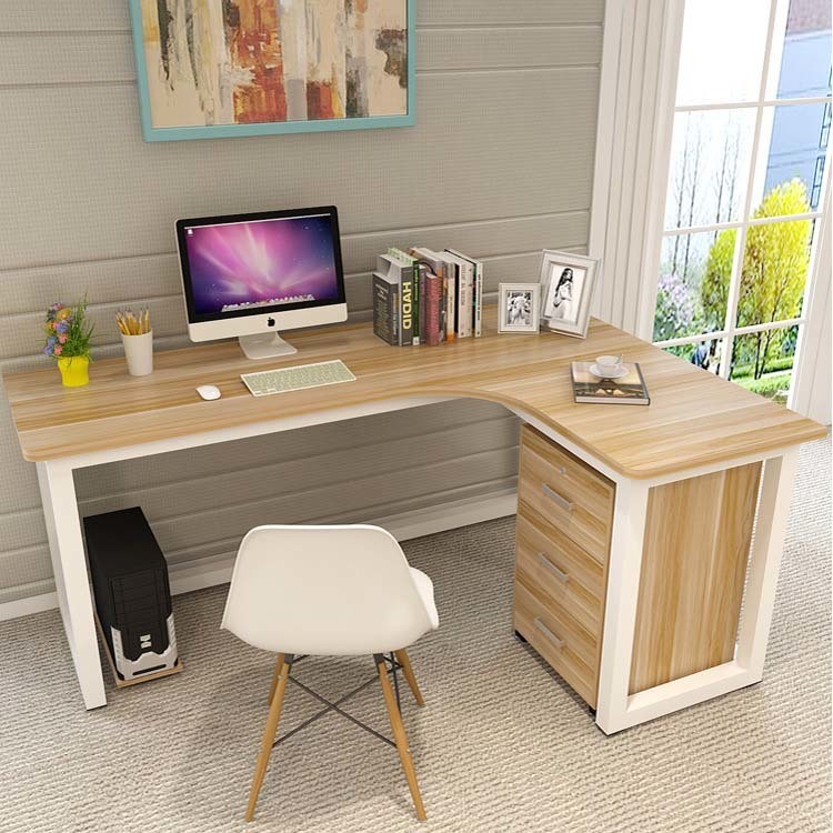 Mail Packing Modern Work Office Desk L Shape Black and White with Steel Furniture