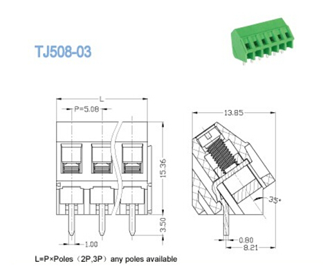 блок PCB разъема провода 5.08mm терминальный для электрического освещения
