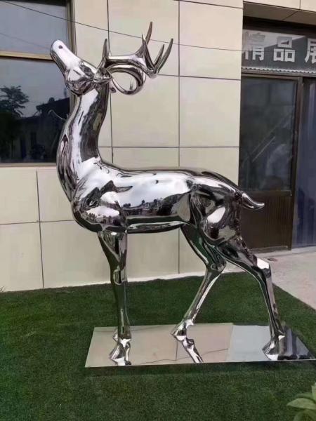 2020 China Stainless Steel Elk Wapiti Metal Sculptures For Garden Wall Art