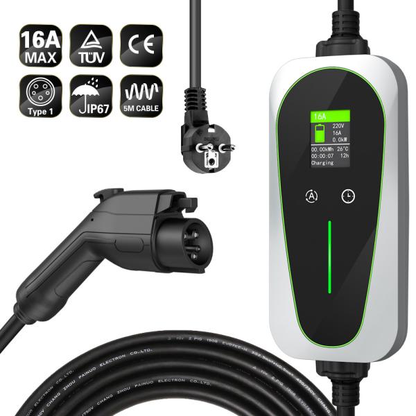 16A Tipo 1 Carregador de veículos elétricos EU Shucko Plug 700VDC Material metálico de plástico