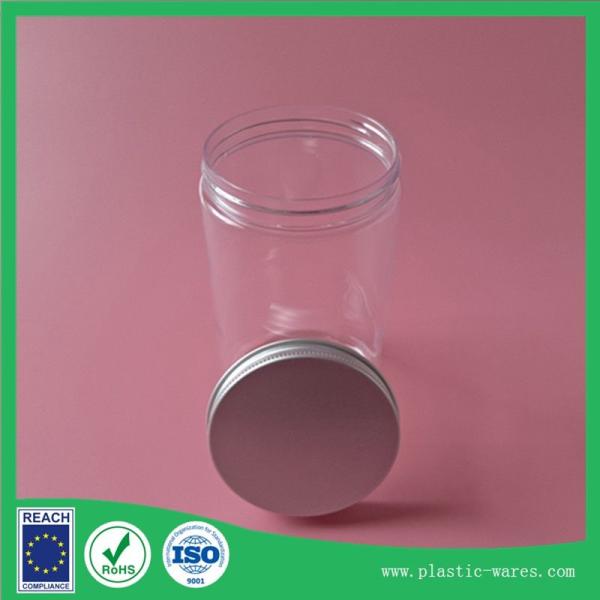 Food plastic can transparent plastic jar with screw aluminum lid 800ml