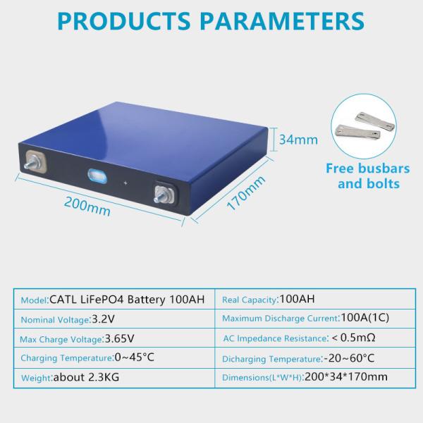 CATL 3.2V 100Ah Lifepo4 Battery Grade A Prismatic Battery Cell
