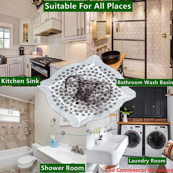 30-Piece Disposable Shower Bathtub Hair Catcher Membrane Fabric Fiberglass Shower Drain Stickers Pack of Membrane Fabric Mesh