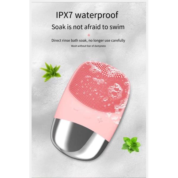 IPX7 Waterproof Sonic Facial Cleansing Brush with Silicone Brush Head and Face Massager