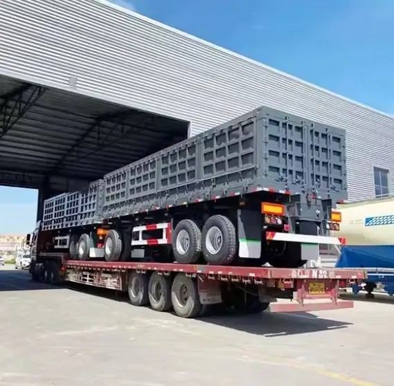 500mm Q345 Carbon Steel Draw Bar Side Wall Full Trailer for 40-100 Tons Load Capacity