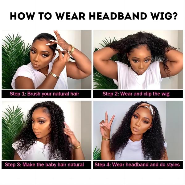 Lace Wig Type None Lace Wigs 100% Human Hair Headband Cuticle Aligned Raw Hair Wig