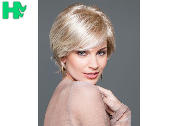 Blonde Soft Short Synthetic Wigs High Temperature Fiber For White Women