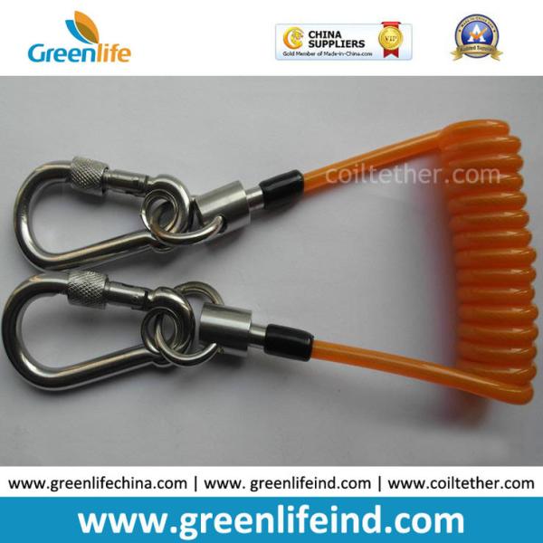 Transparent Orange Spring Coiled Lanyard Wire Rope for Tools Safety