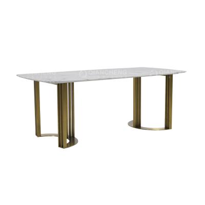 Pé de aço inoxidável do ouro de mármore 200x100x75cm luxuoso italiano da mesa de jantar