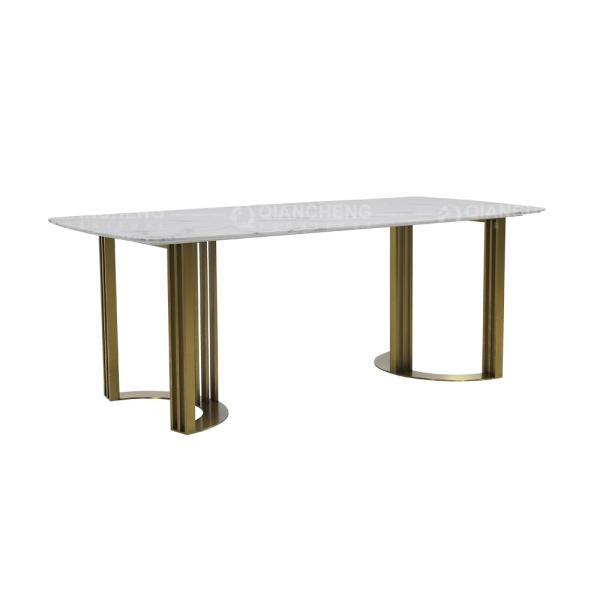 Pé de aço inoxidável do ouro de mármore 200x100x75cm luxuoso italiano da mesa de jantar