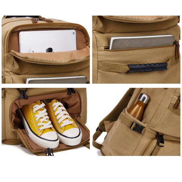 56-77 литров Винтажный холст Ноутбук рюкзак Хаки цвет водонепроницаемость