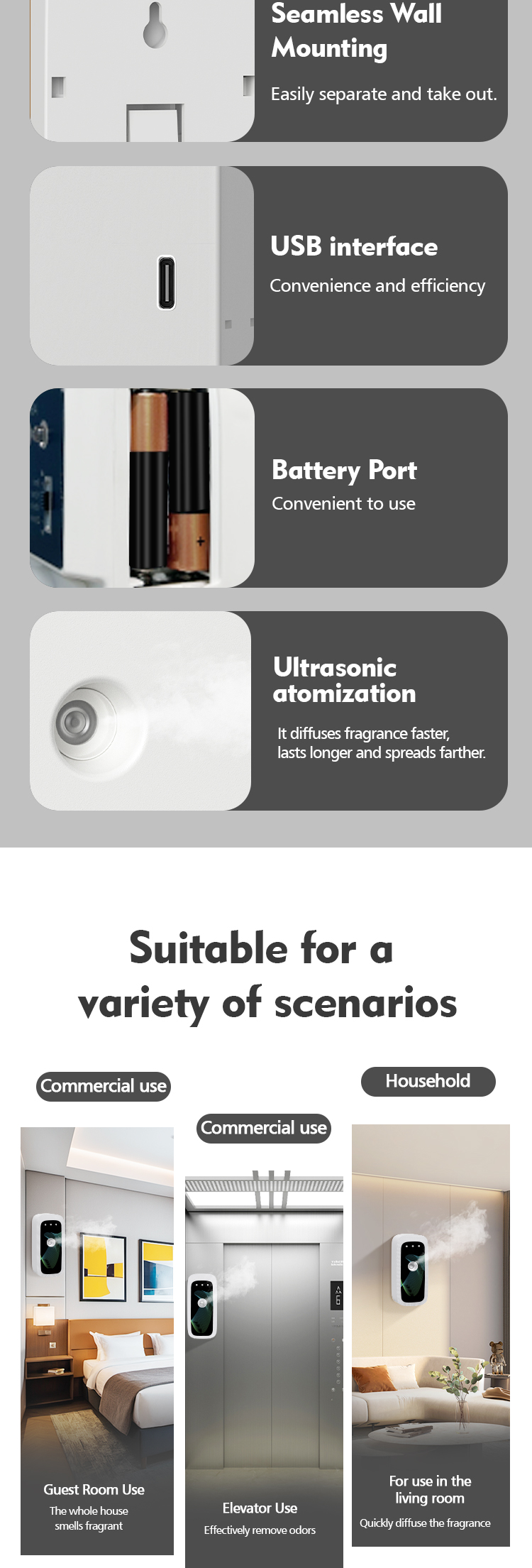 Commercial Hotel SPA Aroma Diffusers 168ML Eco Friendly Aromatherapy Diffuser Electric