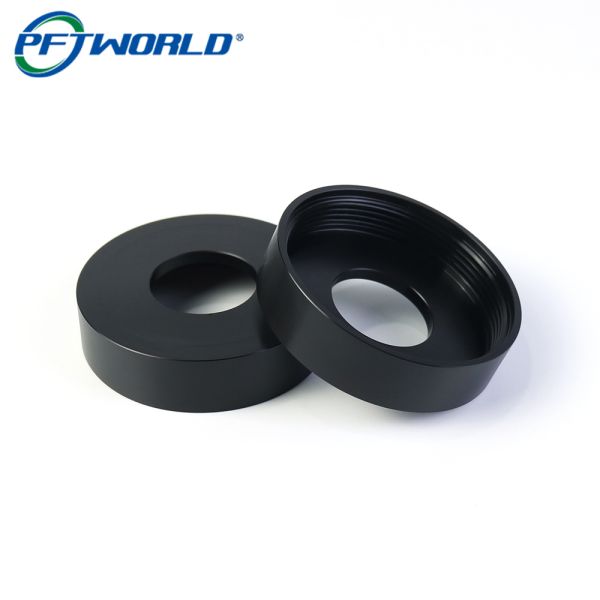 High-precision CNC turning of black Delrin plastic parts 