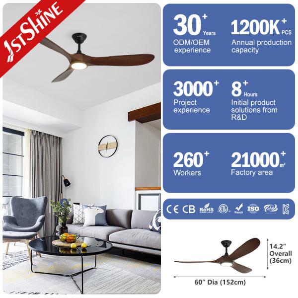 OEM of Dimmable Ceiling Fan with Wooden Blades and 3000k/4000k/6000k Color Temperature