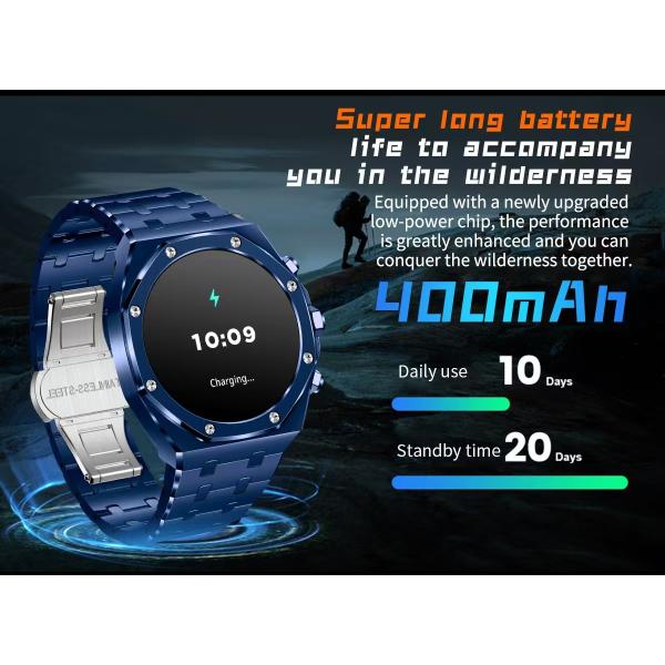 Reloj inteligente de acero inoxidable de oro AK68 de 1,43 pulgadas Smartwatch de monitoreo de salud con pantalla de amortiguador