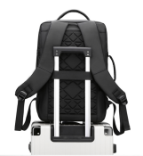 Mochila para portátil GPS de 20-39 litros, azul y negro a la moda, antirrobo, impermeable y ligera, con logotipo personalizable para viajes de negocios