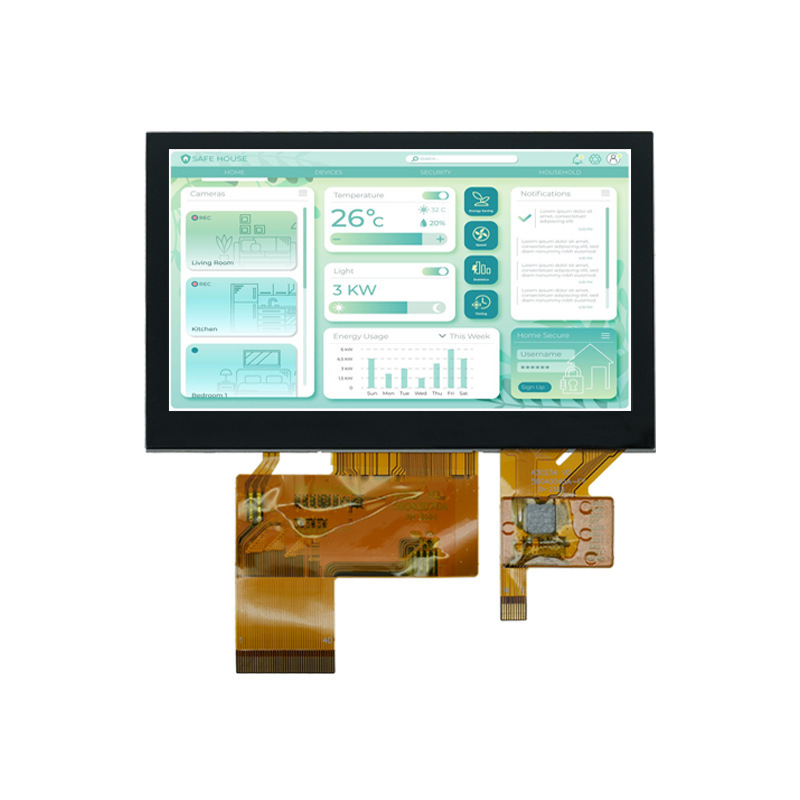 4.3-inch 800x480 Resolution Industrial TFT Display with Capacitive Touch Screen and RGB Interface